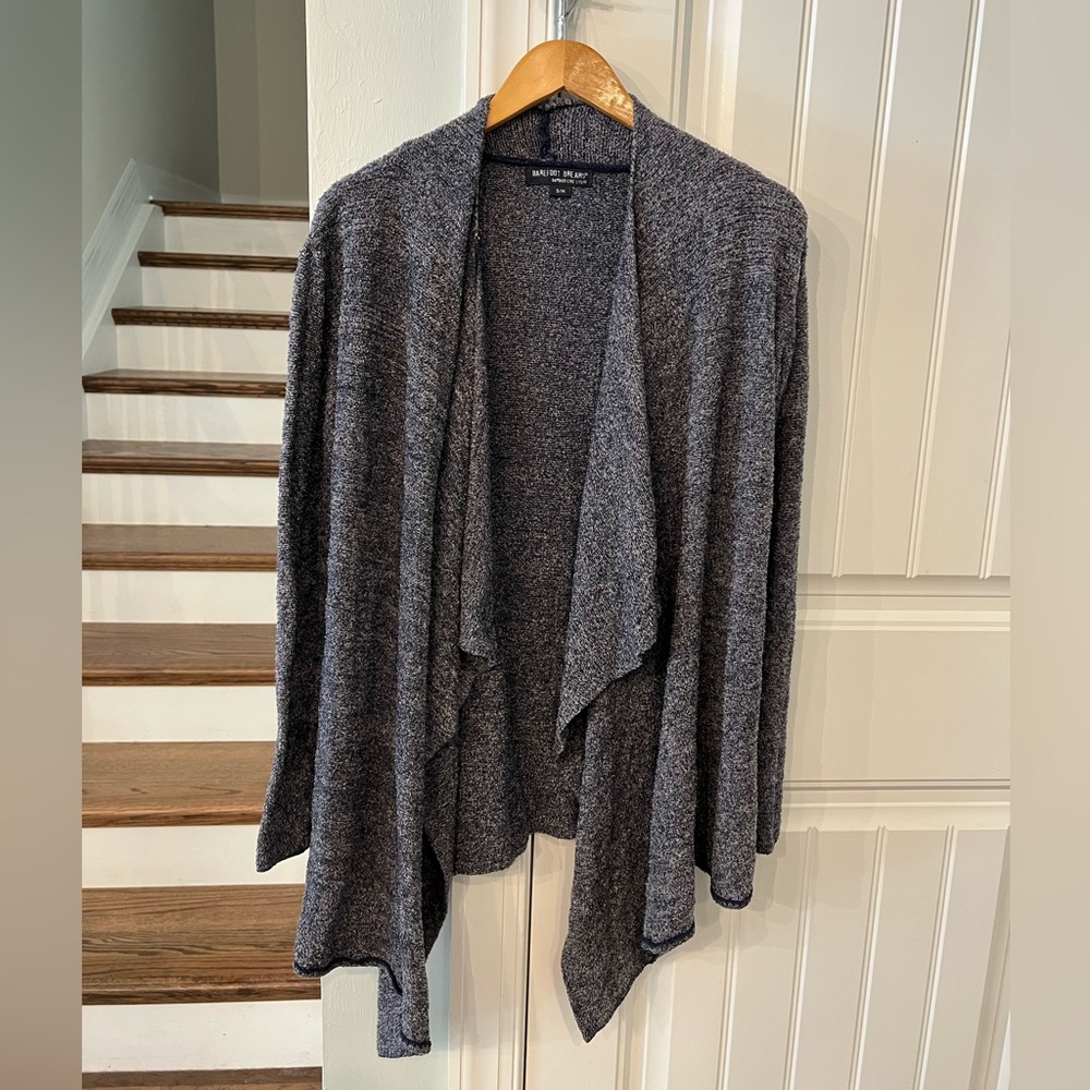 Navy Barefoot Dreams Chic Lite Open Front Cardigan Sweater Size Small Medium